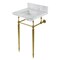Kingston Brass 19 Carrara Marble Console Sink with Brass Legs 4 Faucet Drillings, Marble WhiteBrushed Brass KVPB1917M34SQ7 - alternate 1